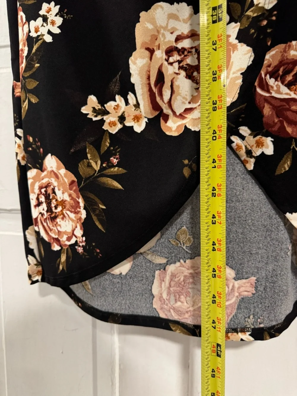 SCOBE Strapless Black Floral Hi-Low Midi Dress with Rose Print 💕 Romantic - Picture 4 of 10